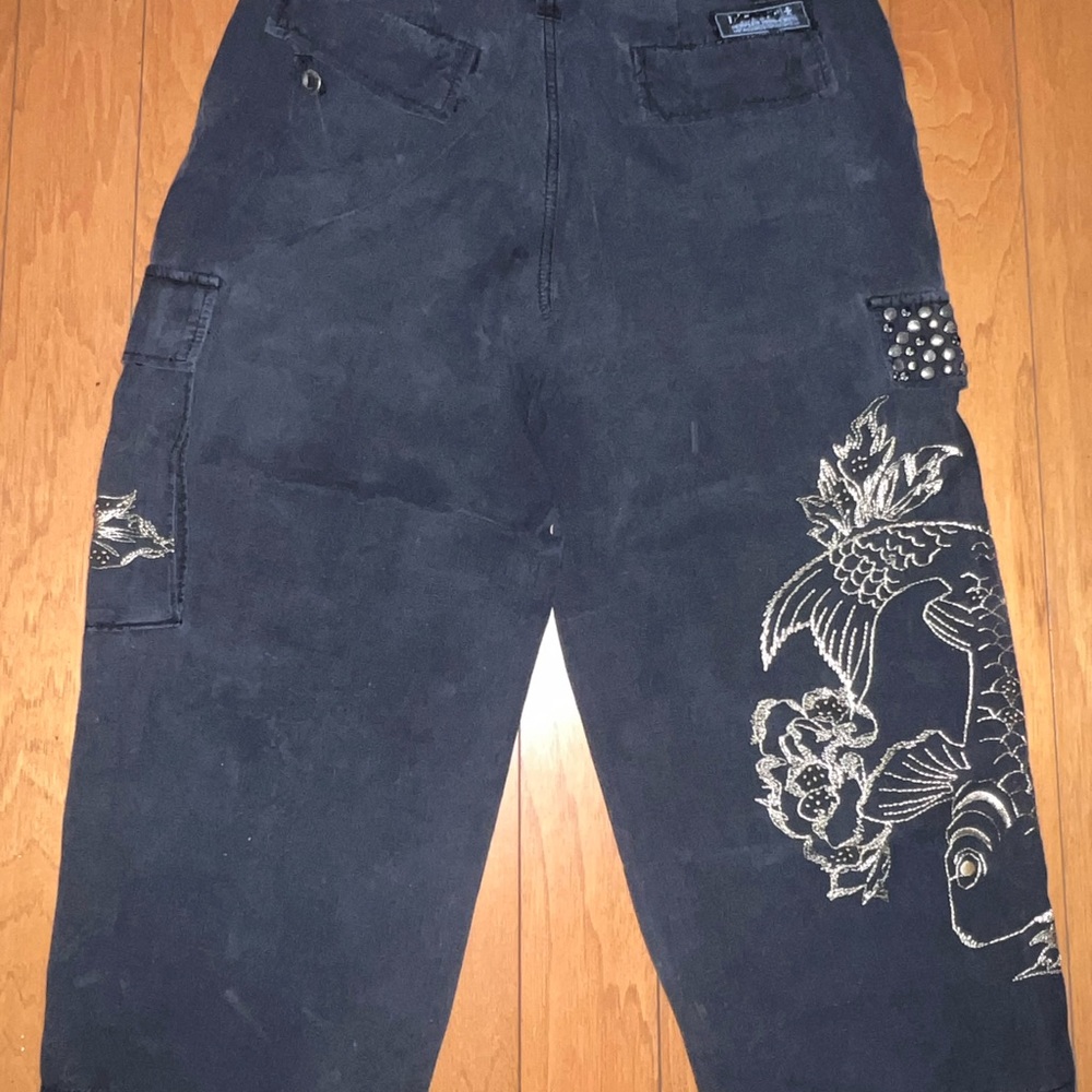 Da-Nang Dark Cargo Pants with Embroidery